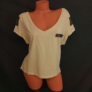 XXL Decree V neck embellished detail cotton top